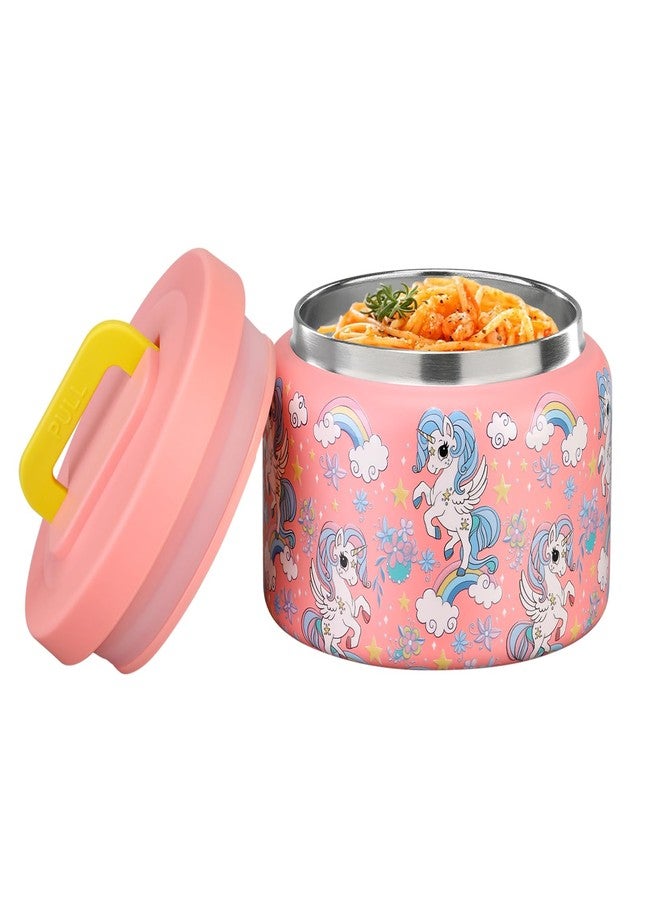 MAISON HUIS 8oz Soup Thermo Wide Mouth Vacuum Insulated Thermo Food Jar, Leak Proof Stainless Steel Thermo for Hot&Cold Food Kids Food Lunch Soup Container for School Travel (Pink-Rainbow - Image 1